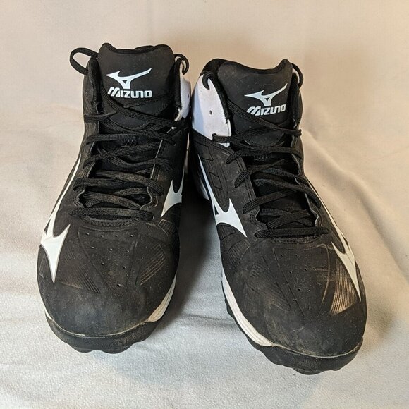 Mizuno 9 Spike Adv. Franchise 8 Mid CIC 1016 Mens US 11.5 Cleats Black White - Picture 5 of 12